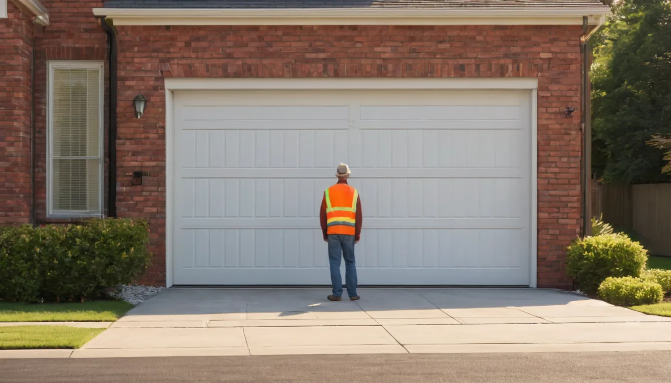 A garage door on a brick home in Stonecrest being inspected by a local provider